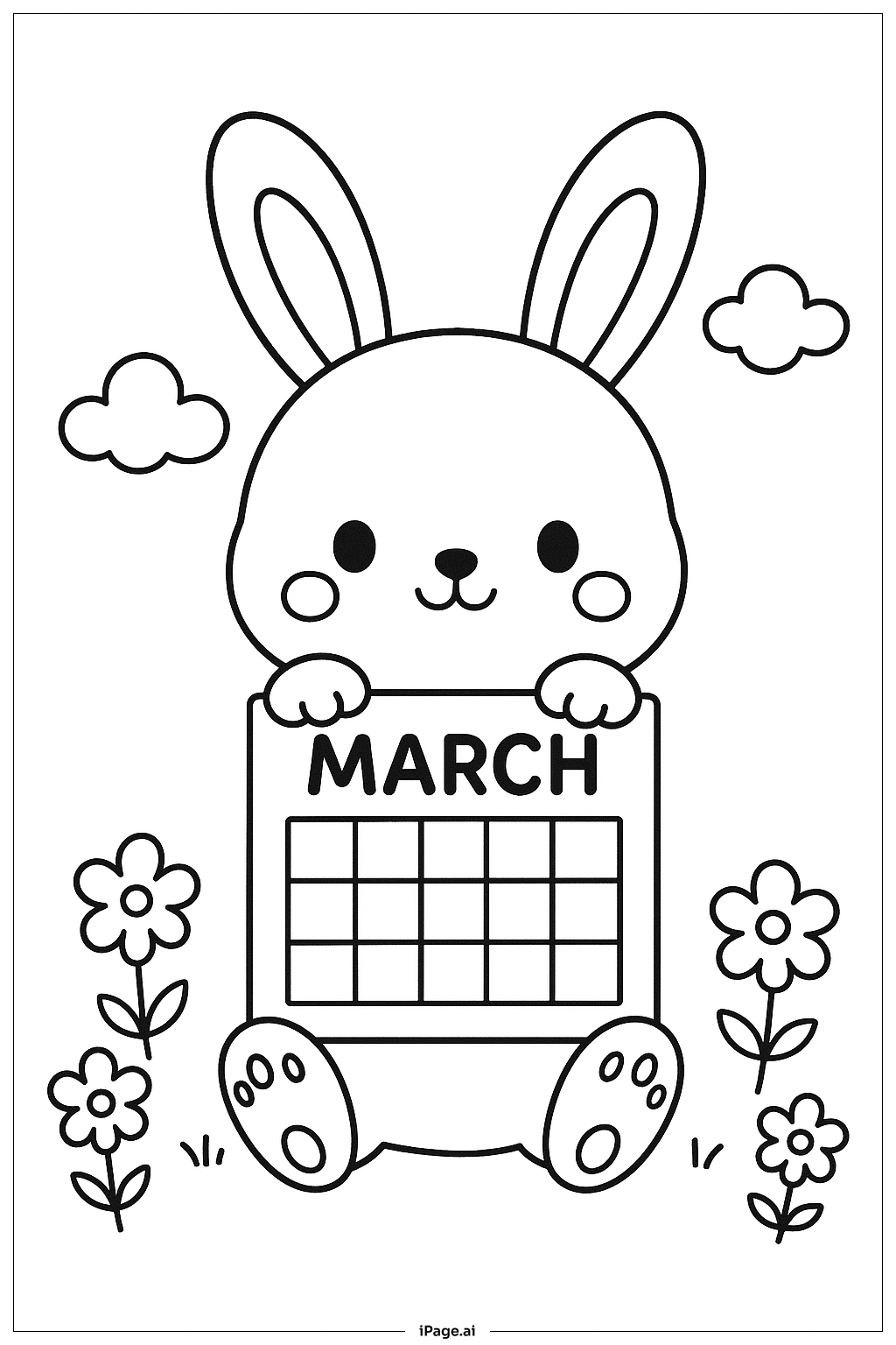 March Bunny Parade Coloring Page