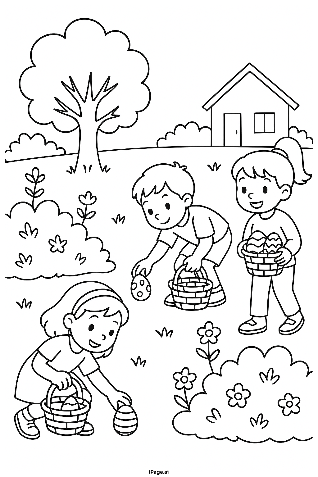 March Egg Hunt Coloring Page