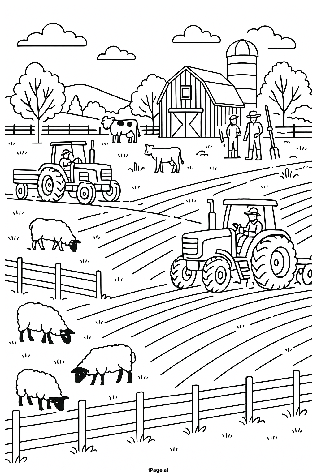 March Farm Morning Coloring Page