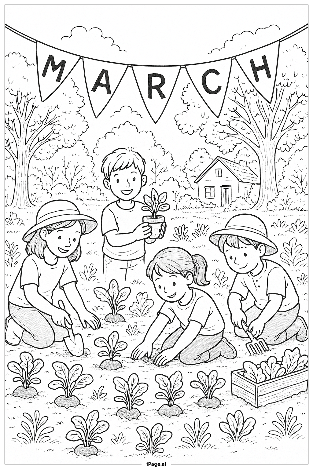 March Garden Festival Coloring Page