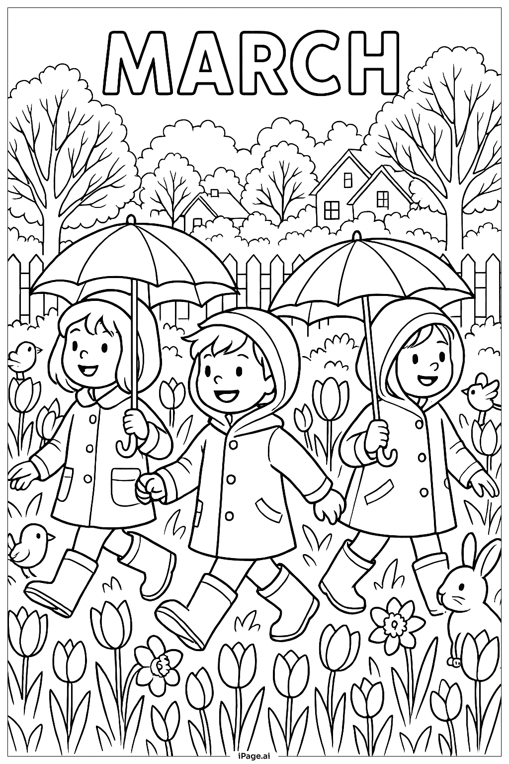 March Garden Parade Coloring Page