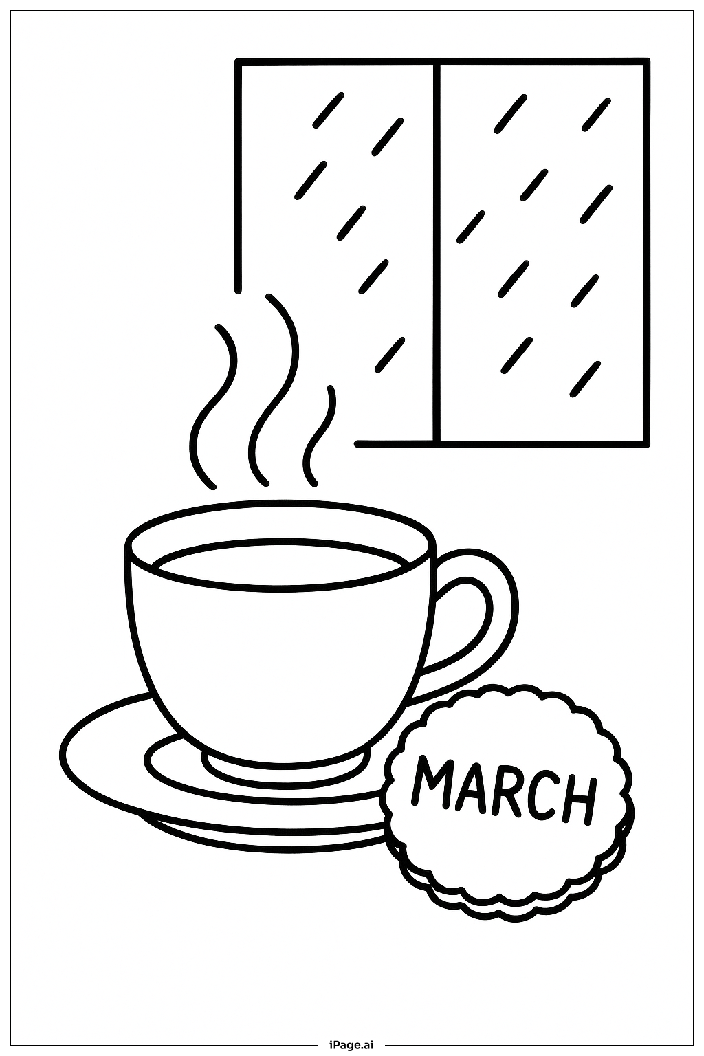 March Hot Tea Coloring Page