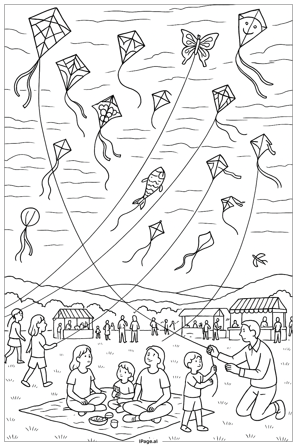 March Kite Festival Coloring Page