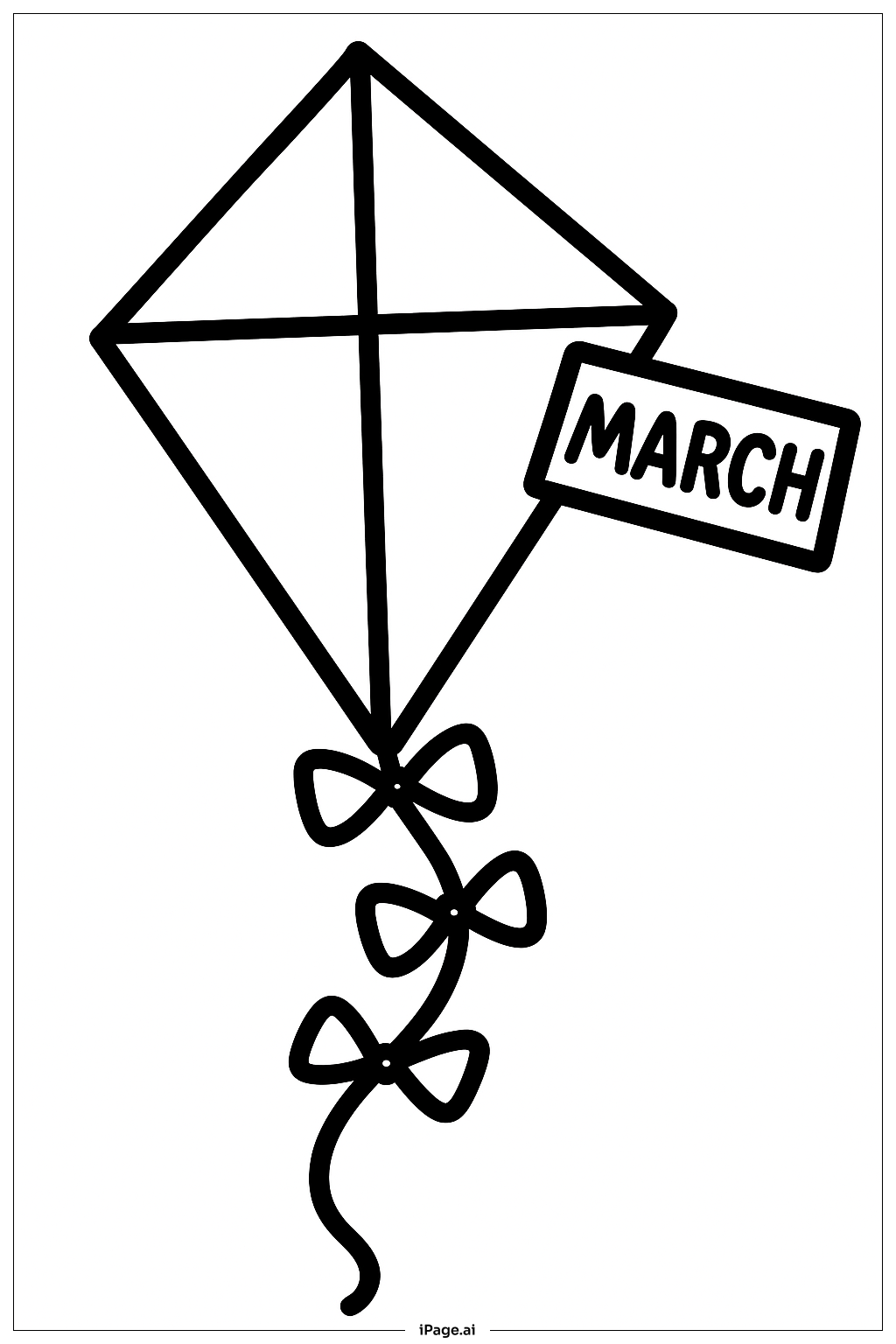 March Kite Coloring Page