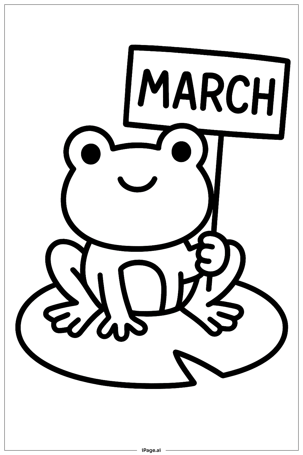 March Little Frog Coloring Page