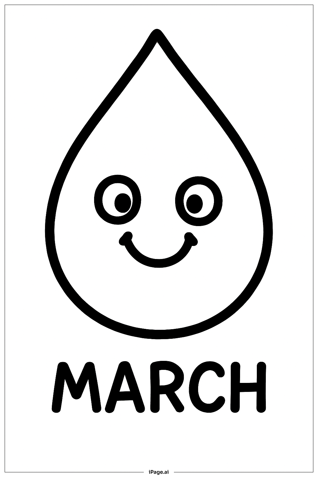 March Raindrop Face Coloring Page