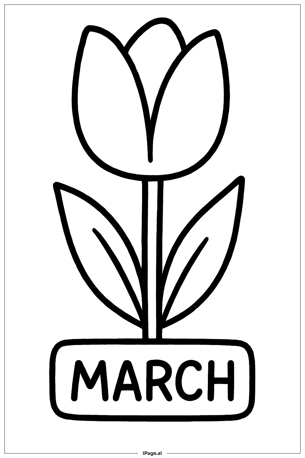 March Tulip Coloring Page