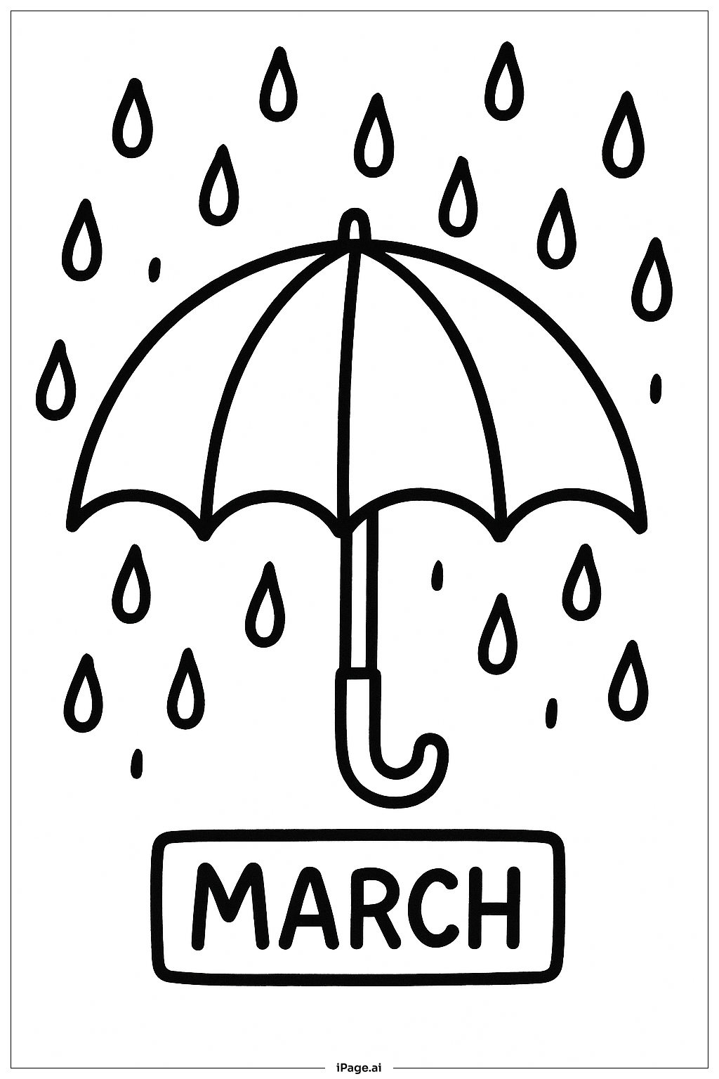March Umbrella Coloring Page
