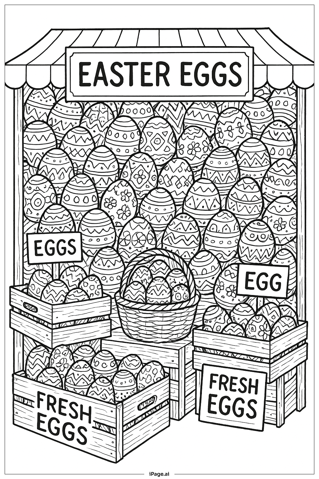  Market Stall Easter Egg Coloring Page 