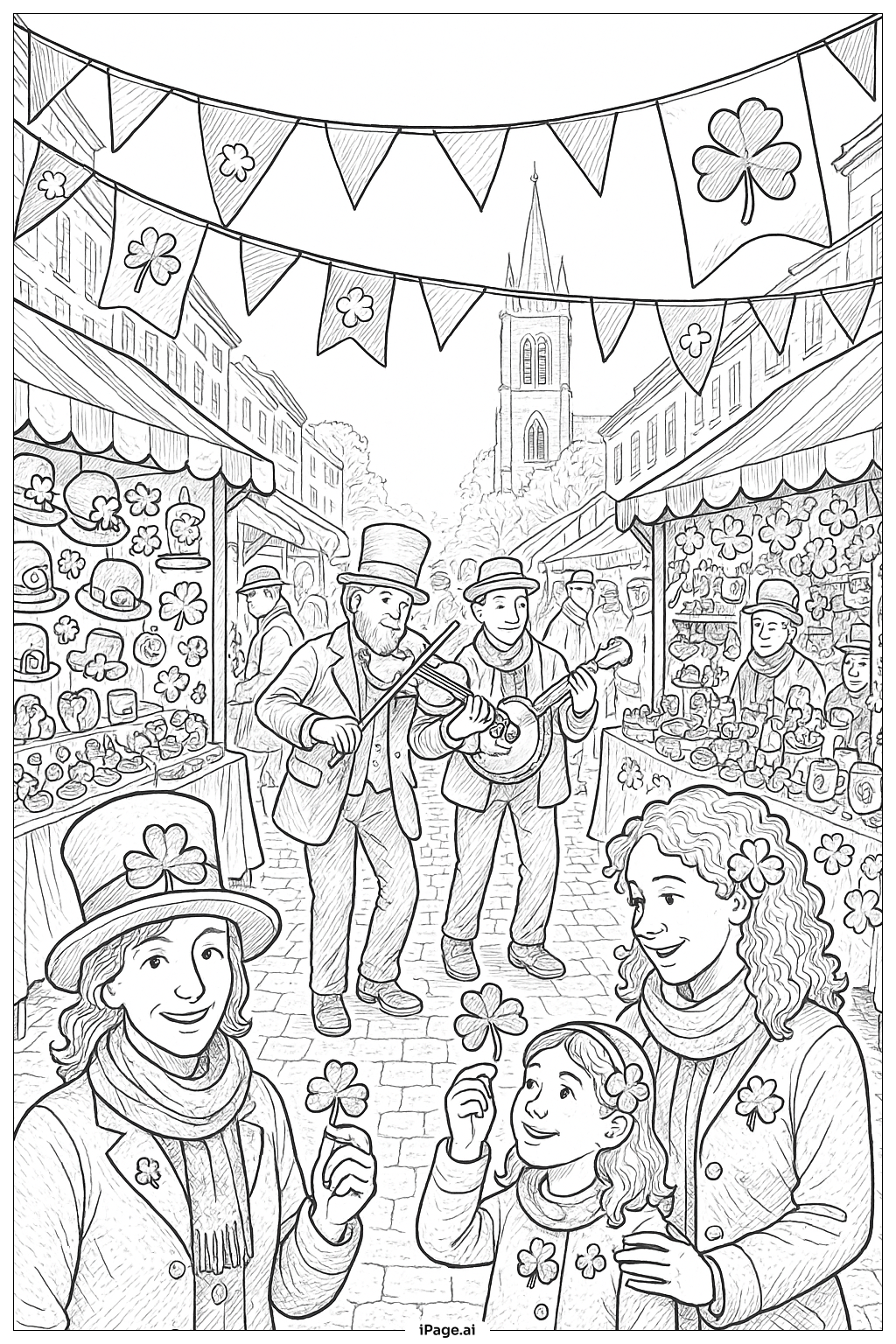  Market Street Celebration St. Patrick's Day Coloring Page 