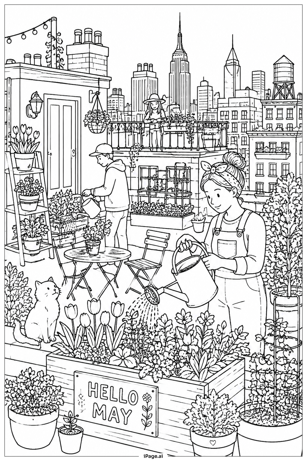 May City Rooftop Garden Coloring Page