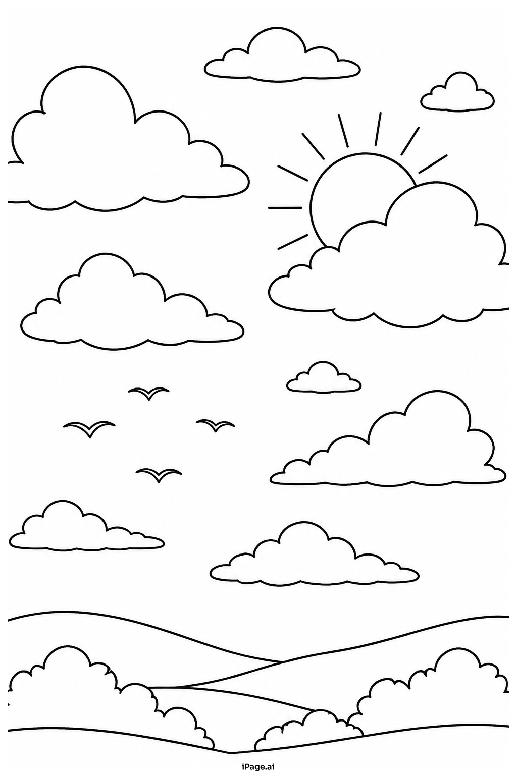 May Cloudy Sky Coloring Page 