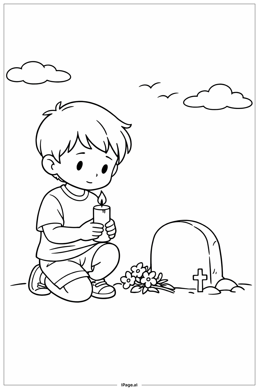  陣亡將士紀念日燭光守夜著色頁 