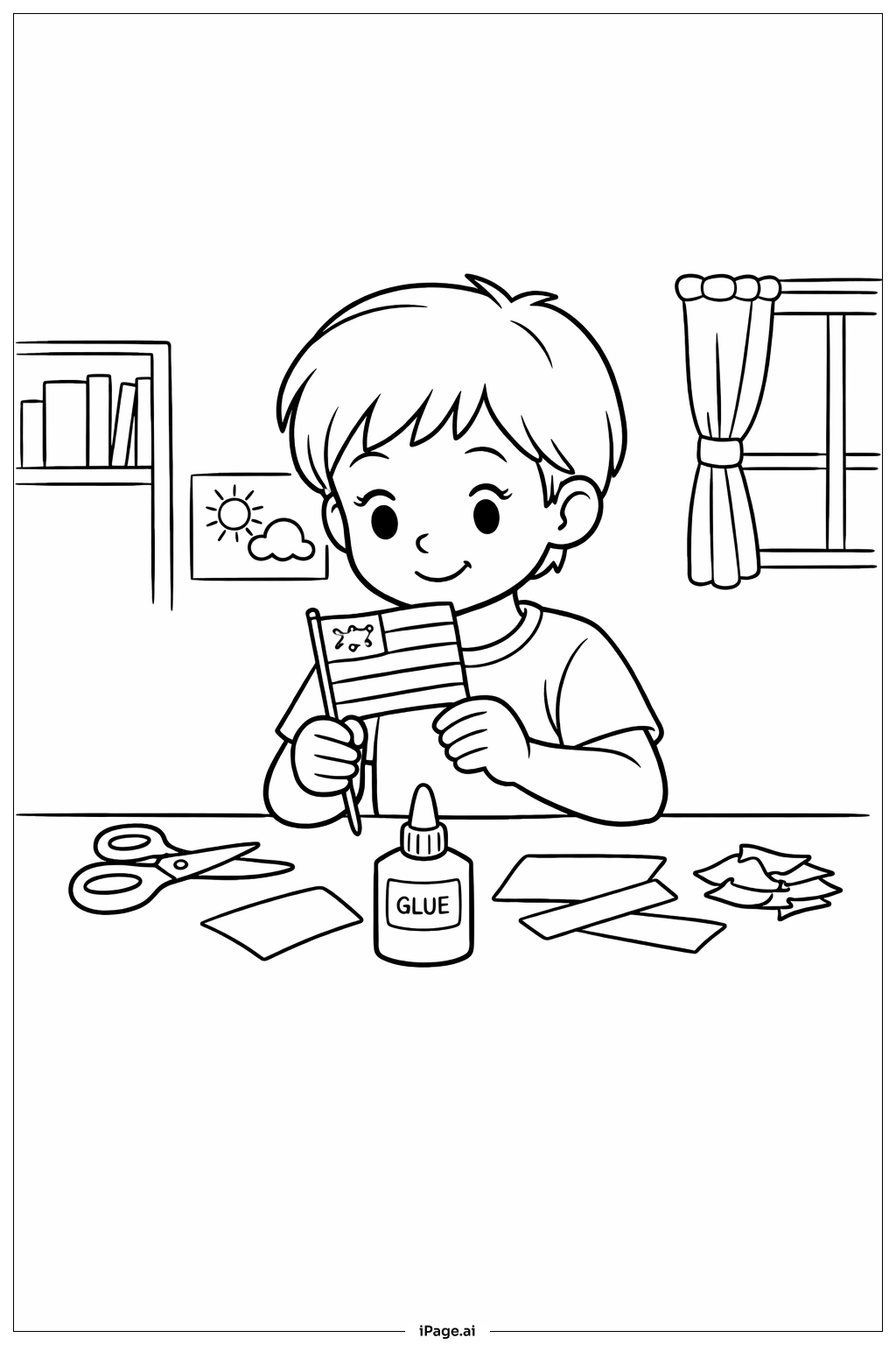  陣亡將士紀念日手作時間著色頁 