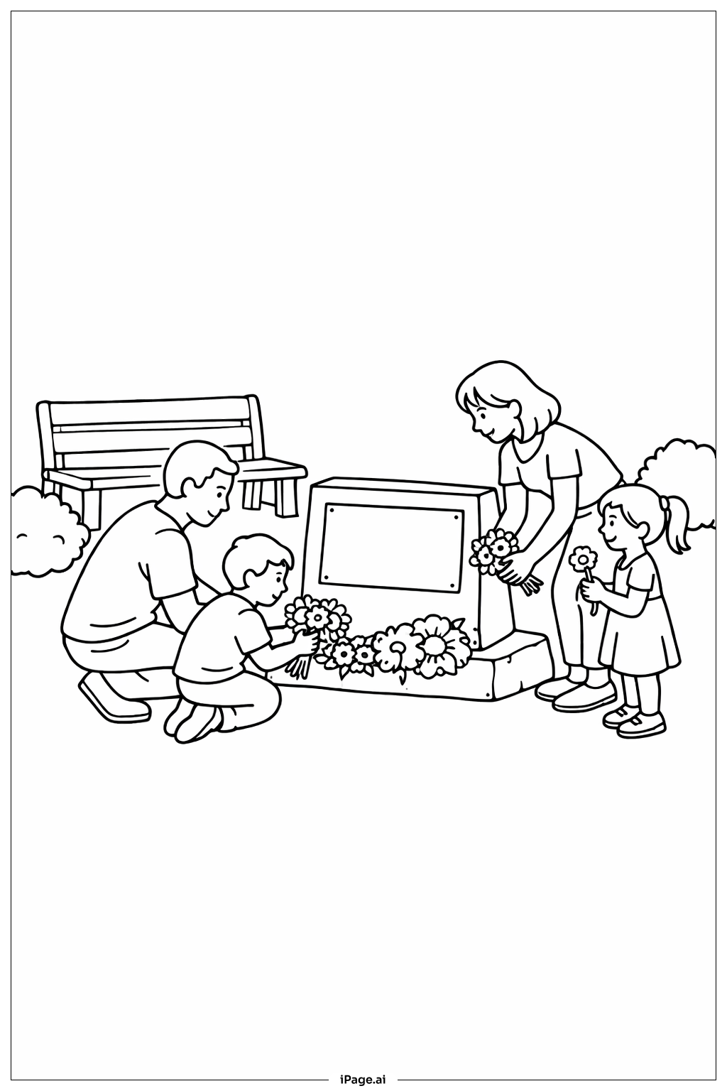  陣亡將士紀念日家庭拜訪著色頁 