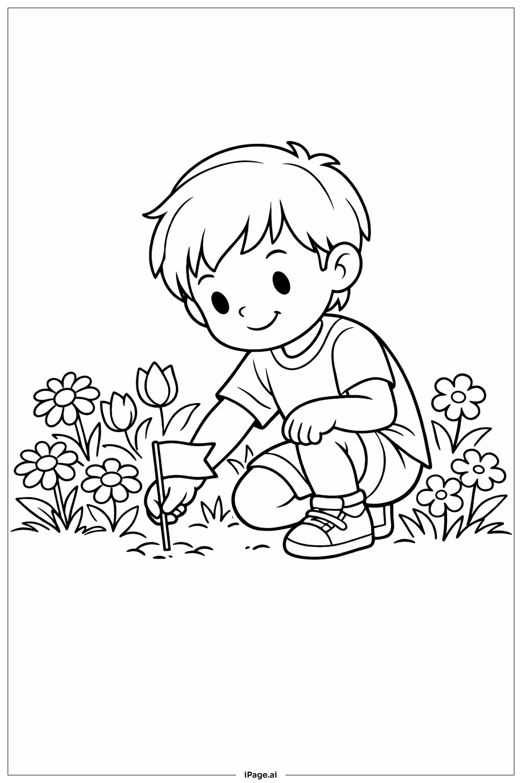  陣亡將士紀念日花園旗幟著色頁 