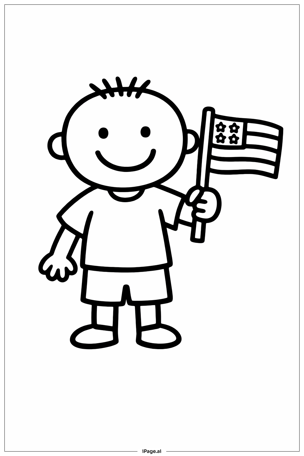  陣亡將士紀念日快樂的小孩著色頁 