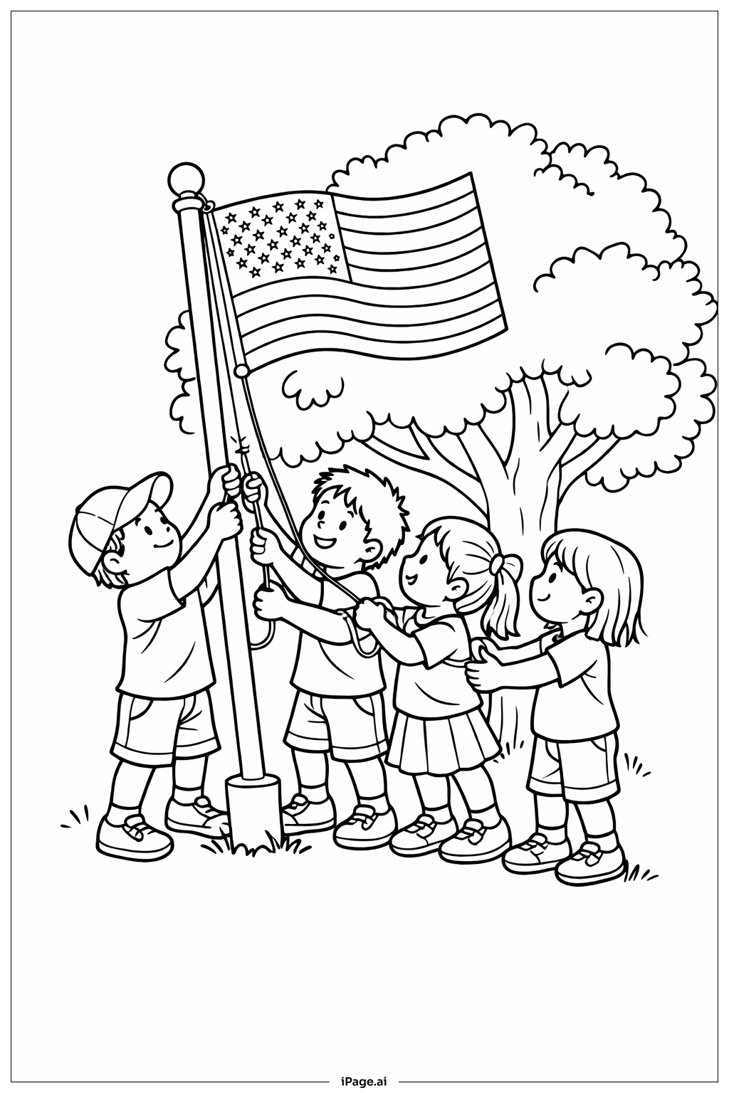  國殤日小小升旗儀式著色頁 