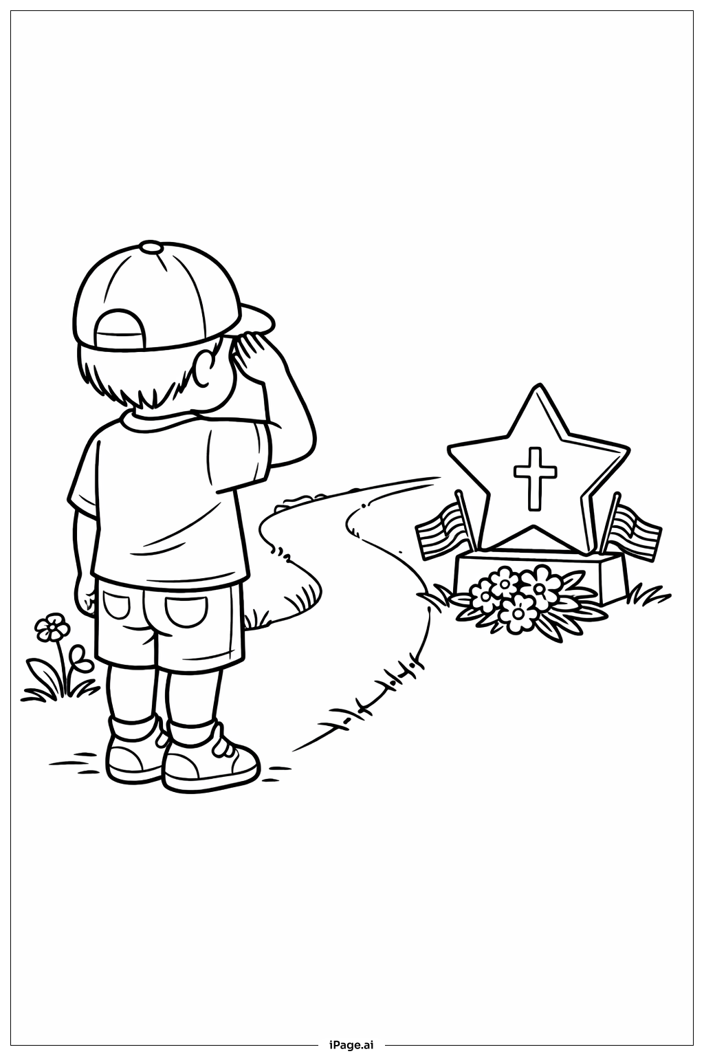  陣亡將士紀念日小敬禮著色頁 