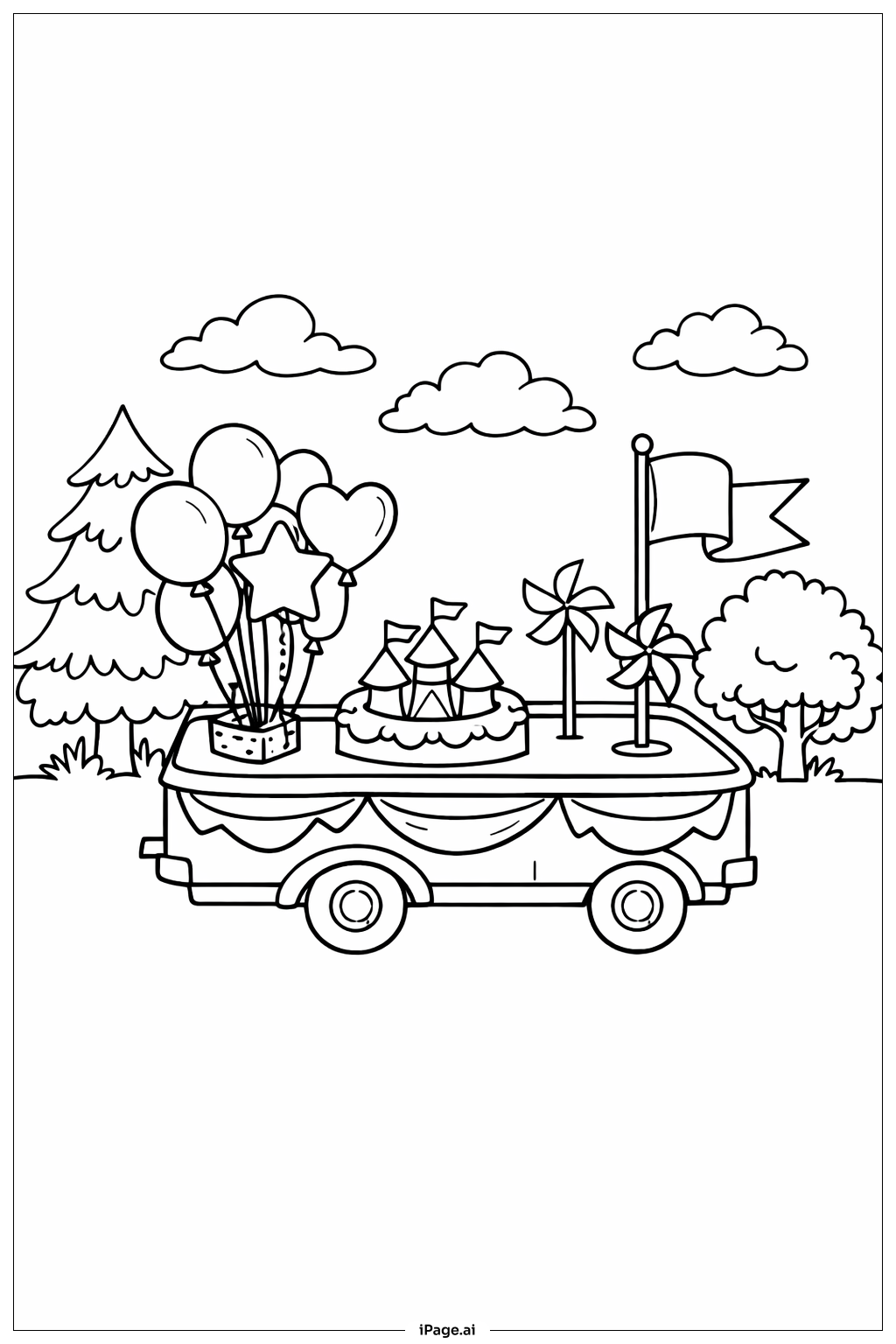  陣亡將士紀念日遊行花車著色頁 