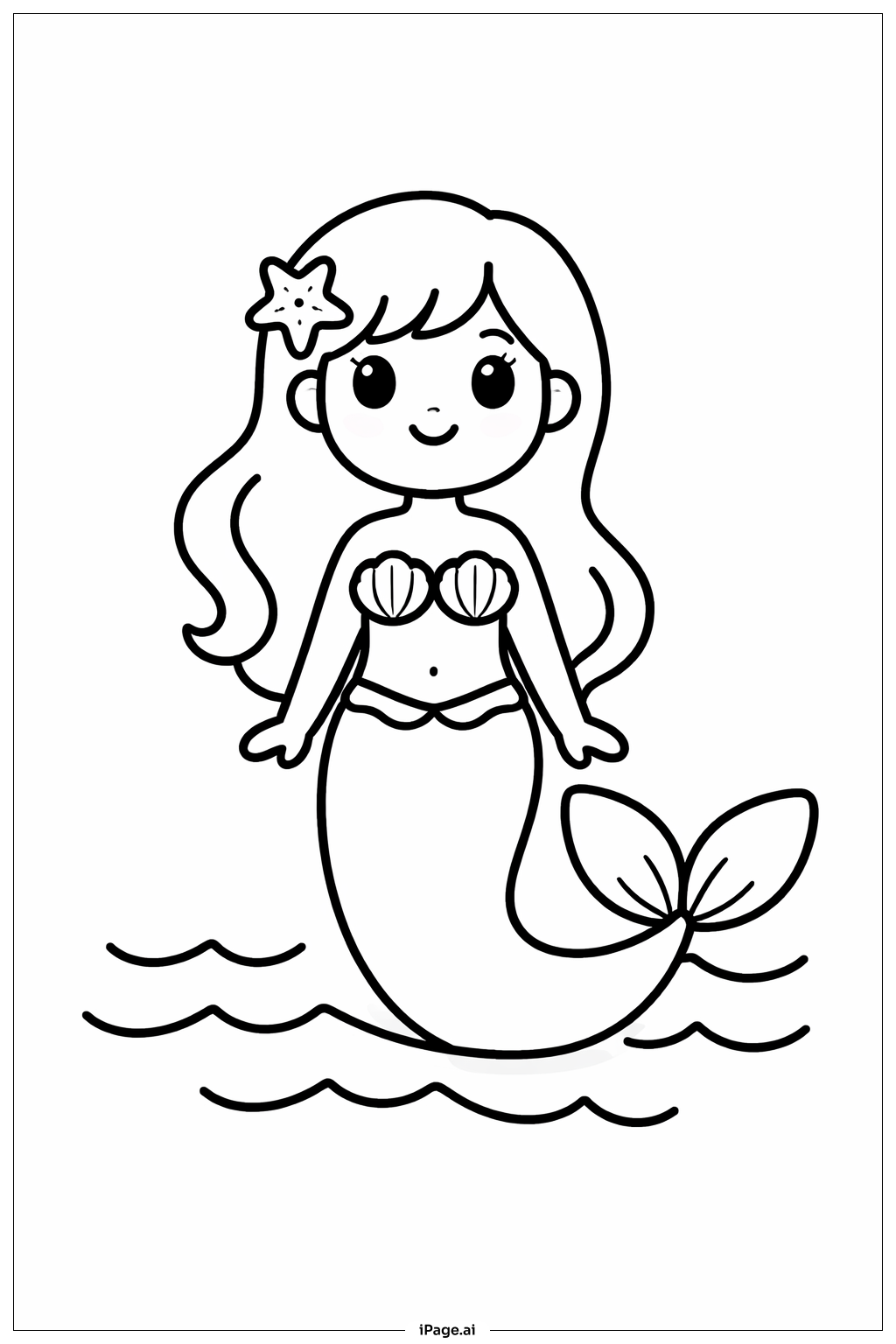 Mermaid in Shallow Water Coloring Page