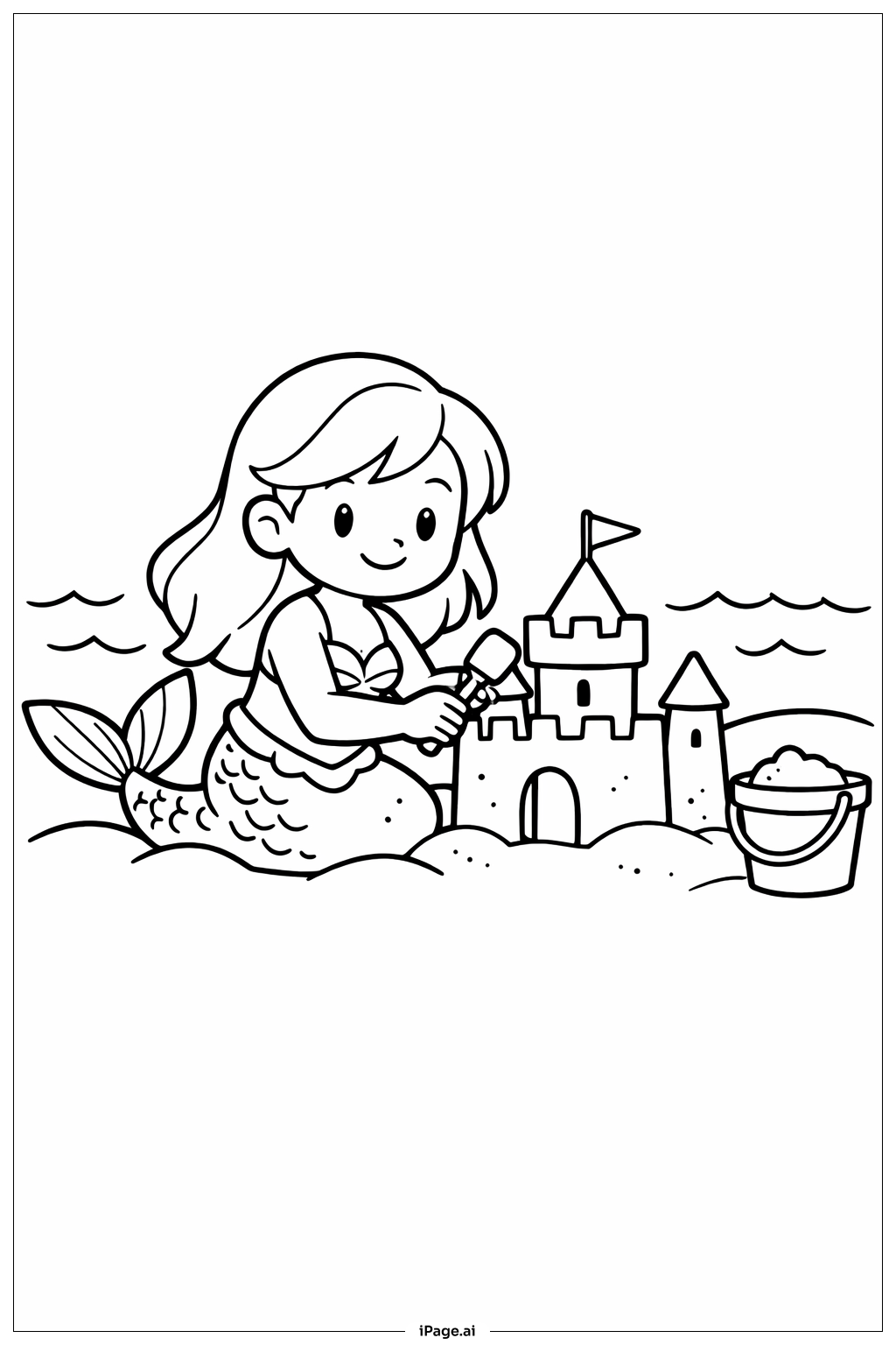Mermaid Making Sandcastle