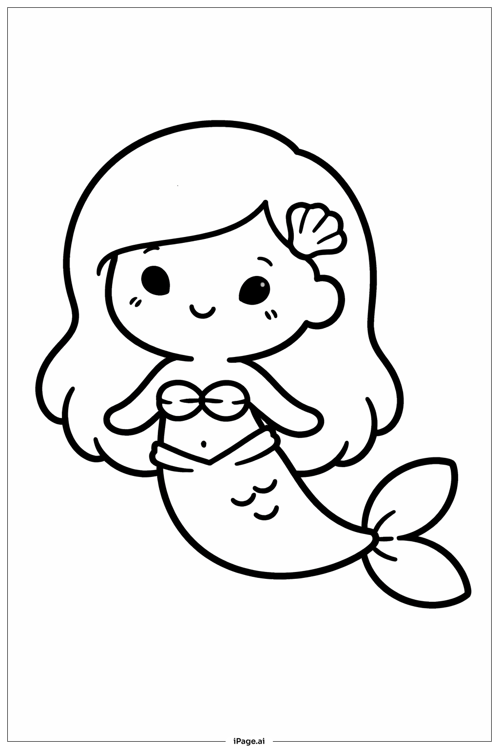 Mermaid with Cute Face Coloring Page