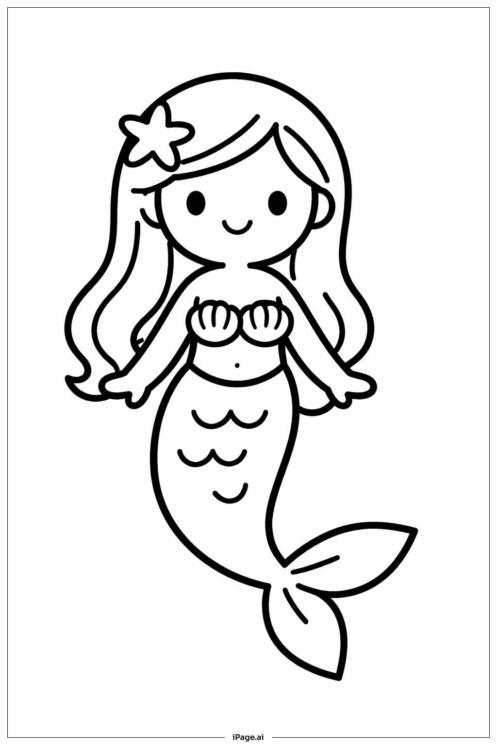 Mermaid with Simple Tail Pattern Coloring Page