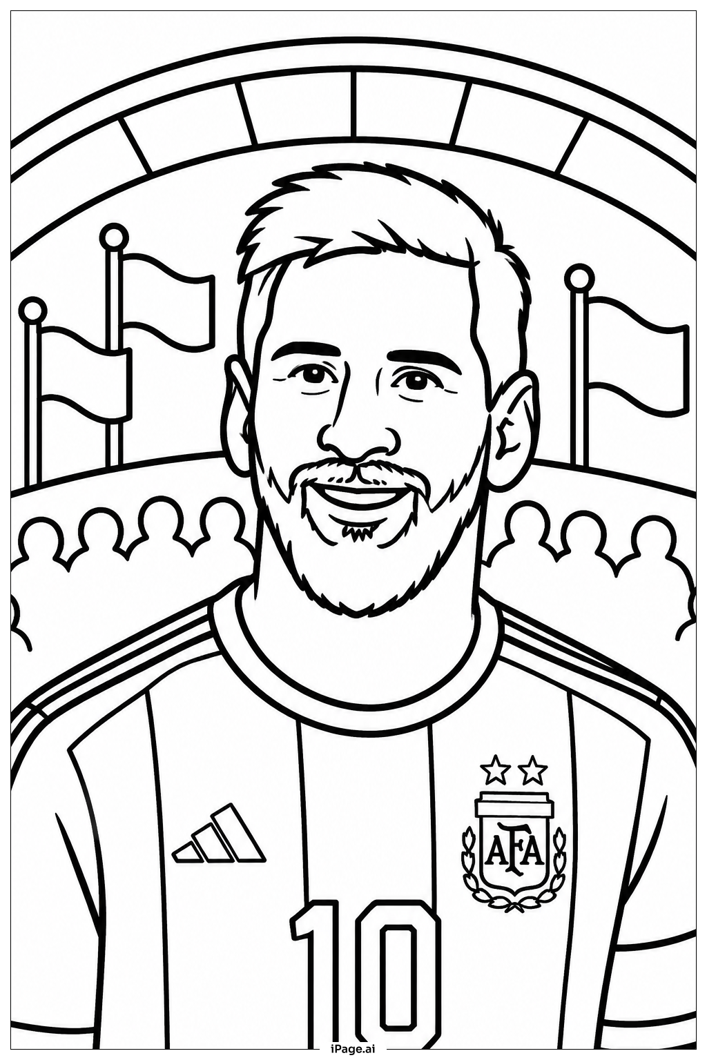 Chân dung Messi với nền sân vận động