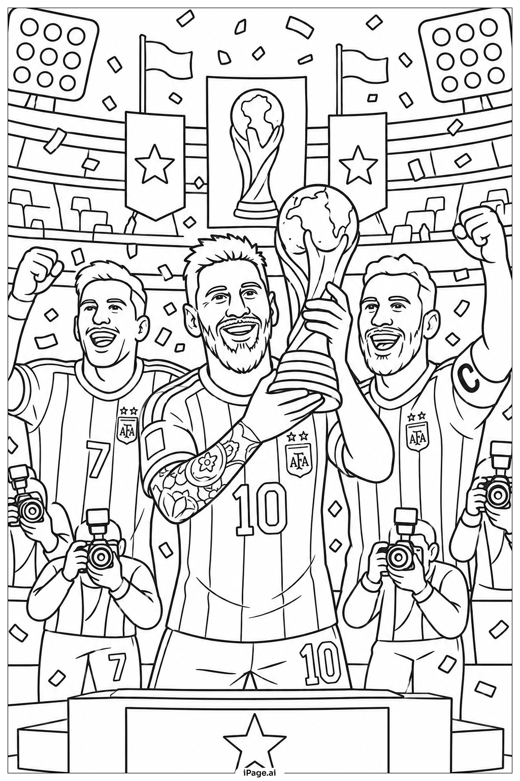  Page de coloriage Messi World Cup Scene 