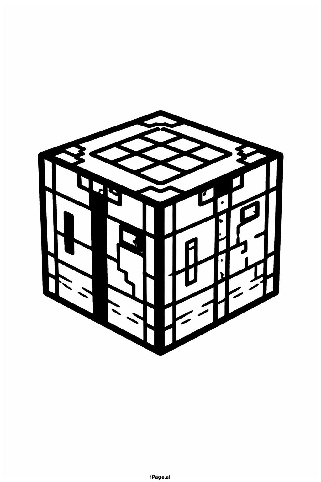  我的世界工作台特写填色页 