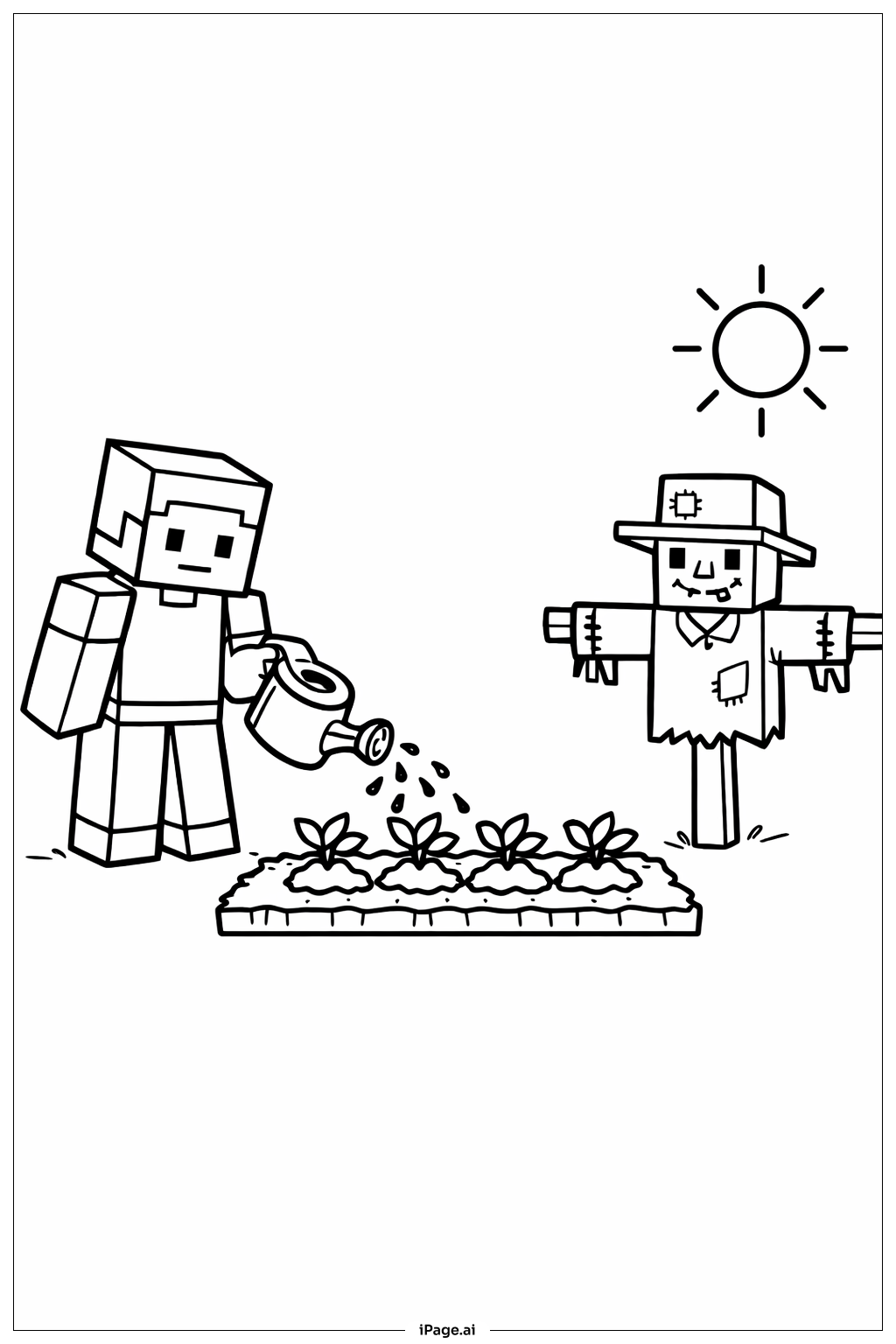  我的世界农场场景填色页 