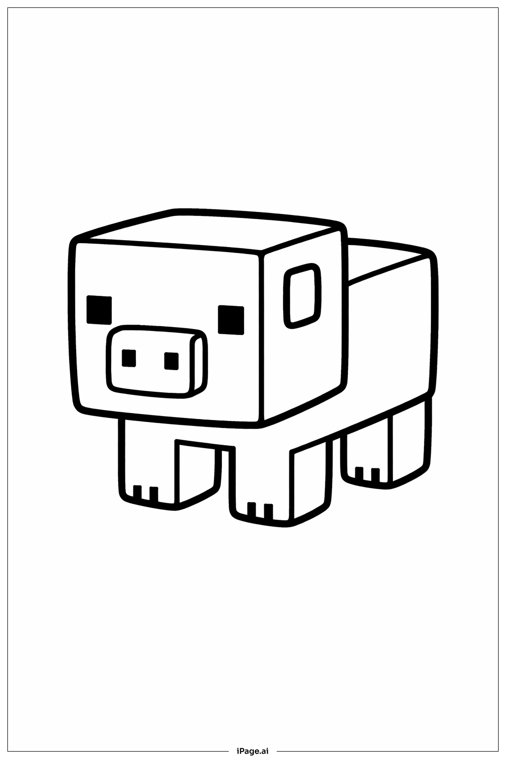  我的世界猪填色页 