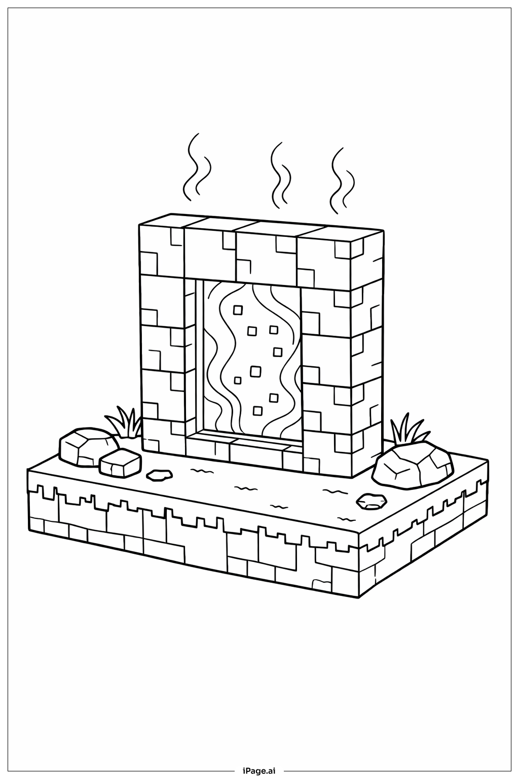  我的世界 简易下界传送门填色页 
