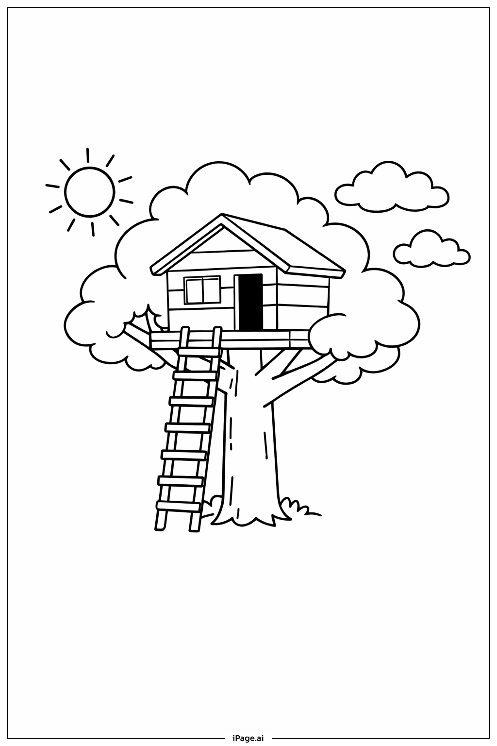  Minecraft 小树屋填色页 