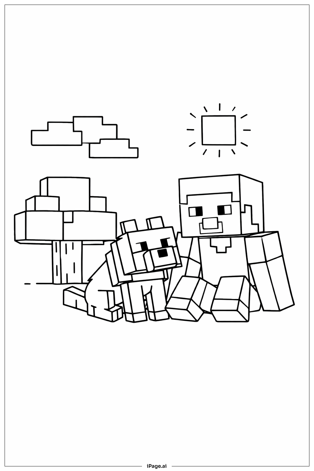  我的世界 狼朋友填色页 