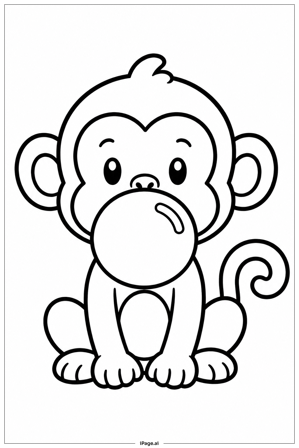Page de coloriage Singe qui souffle une bulle