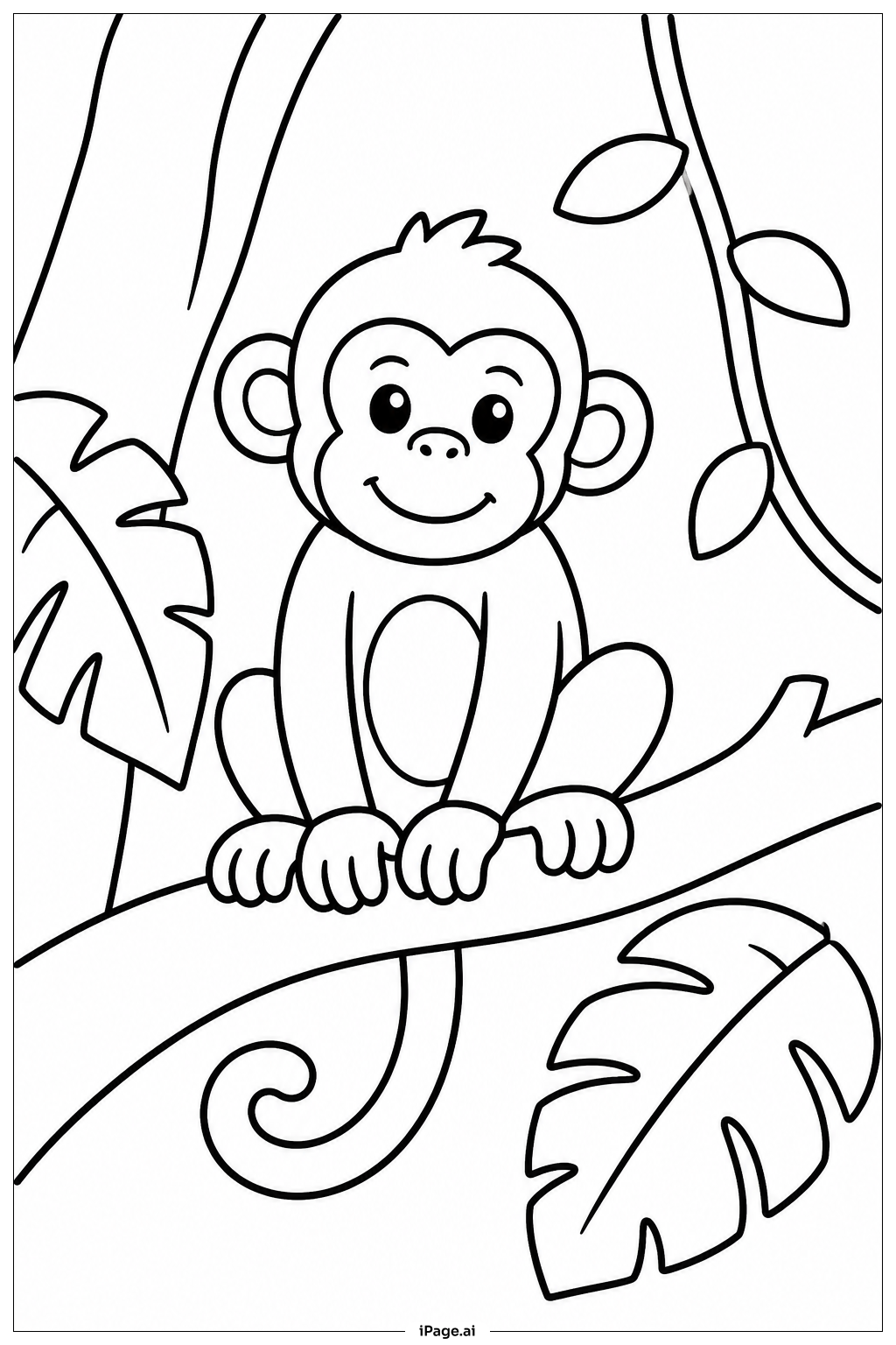 Page de coloriage Singe sur une Branche