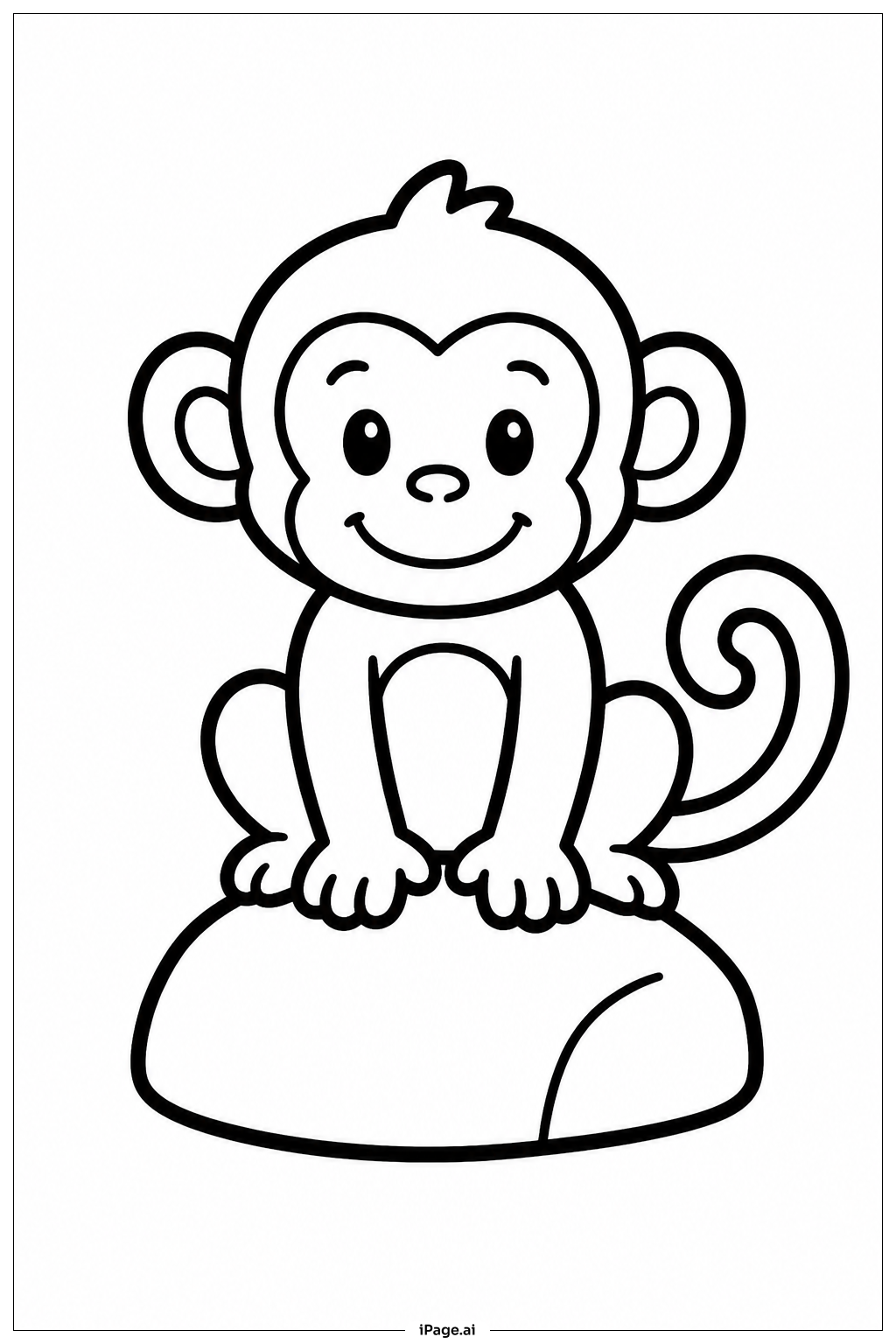 Page de coloriage Singe sur un Rocher