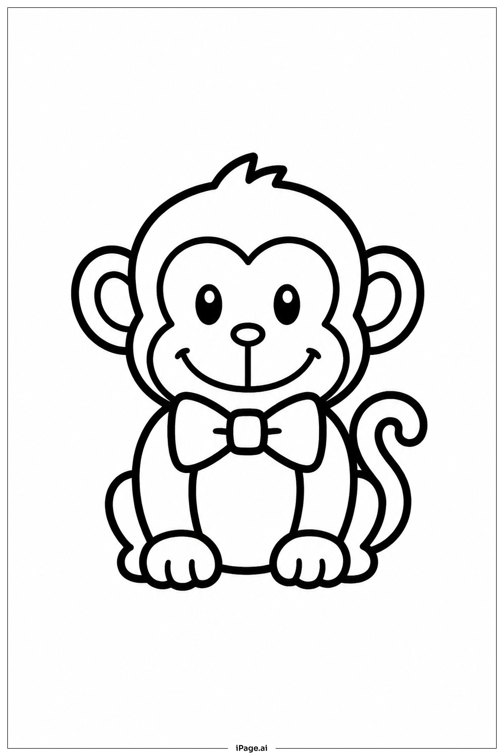 Page de coloriage Singe en Nœud Papillon