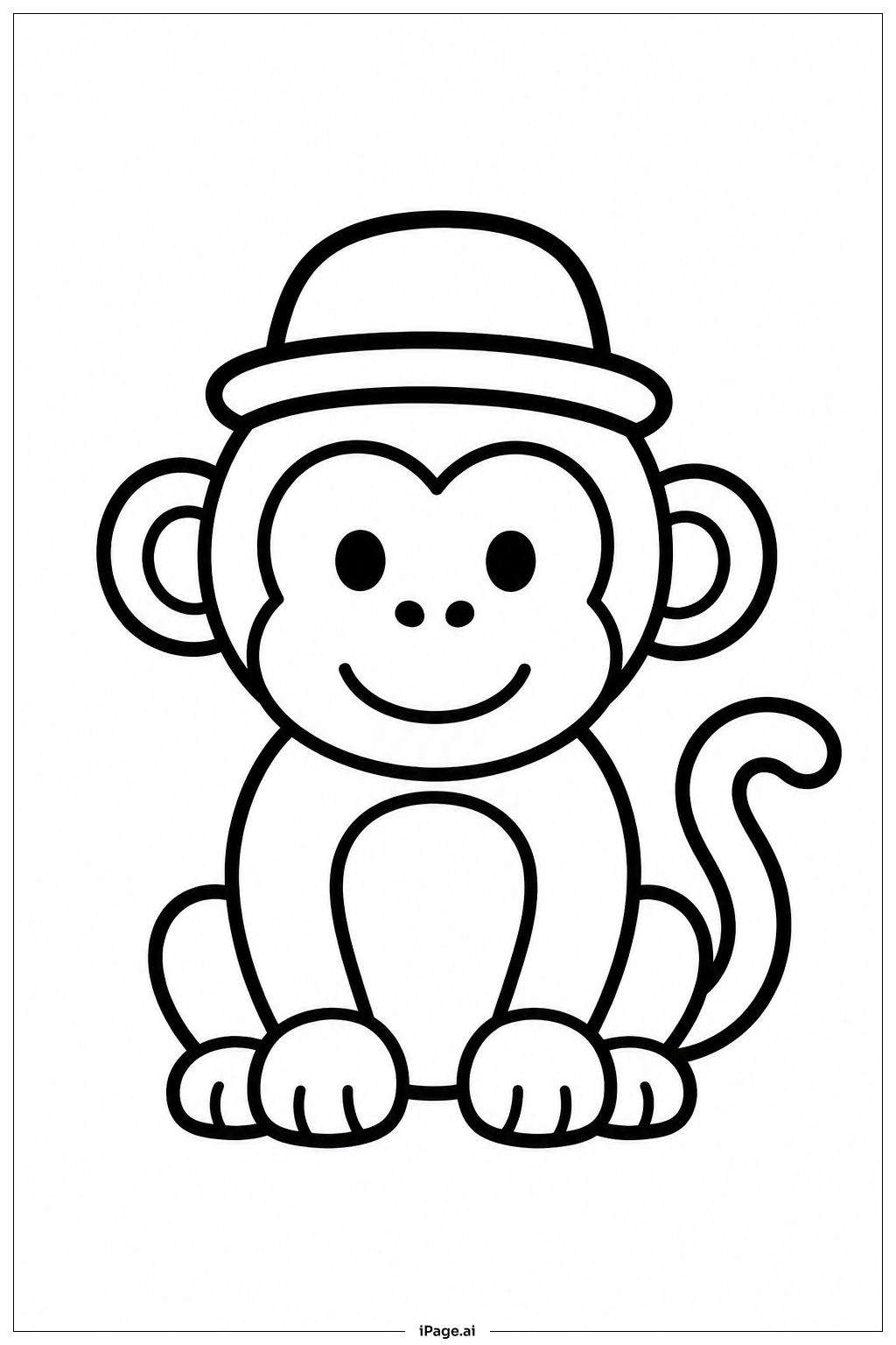 Page de coloriage Singe au Chapeau