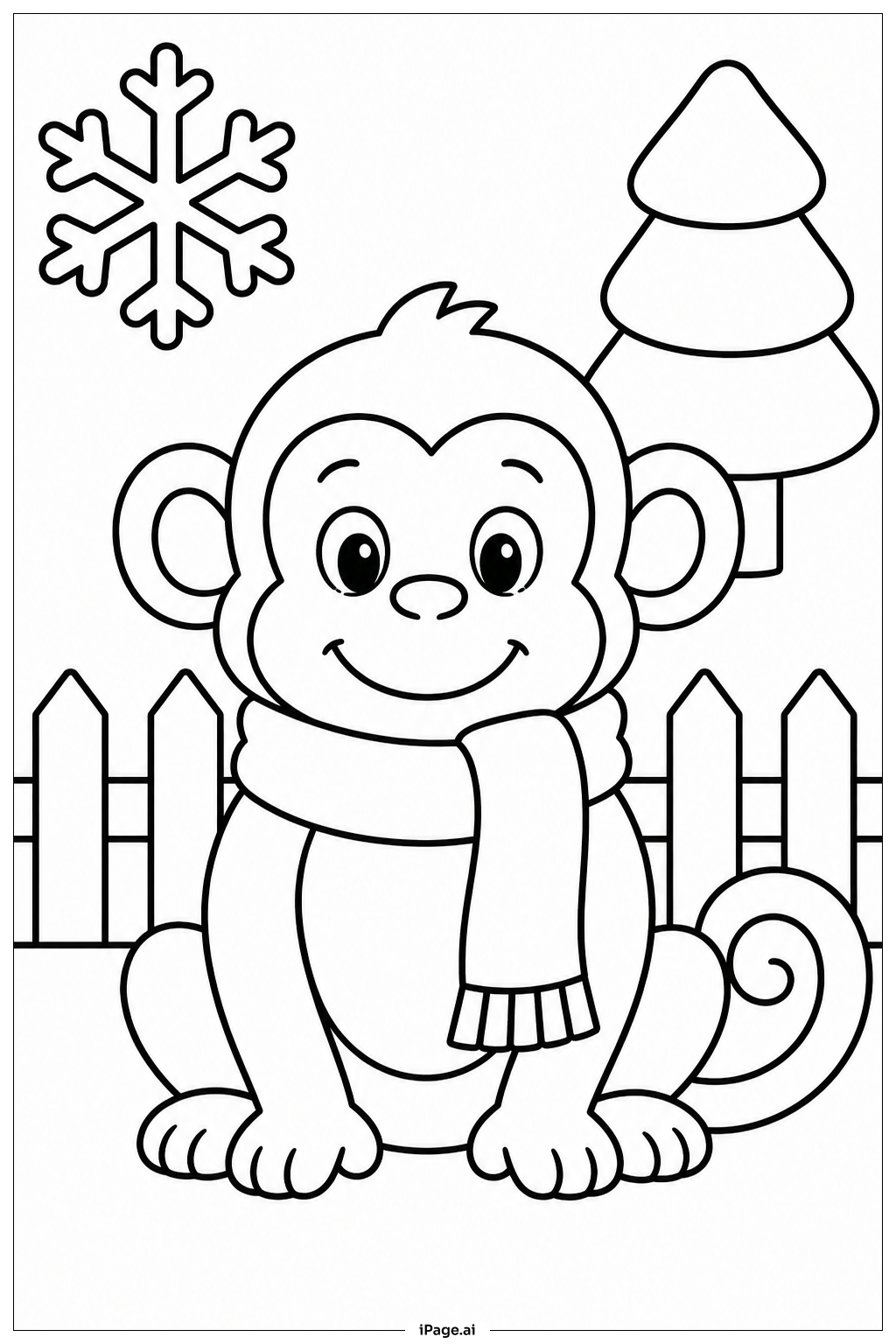 Page de coloriage Singe portant une écharpe