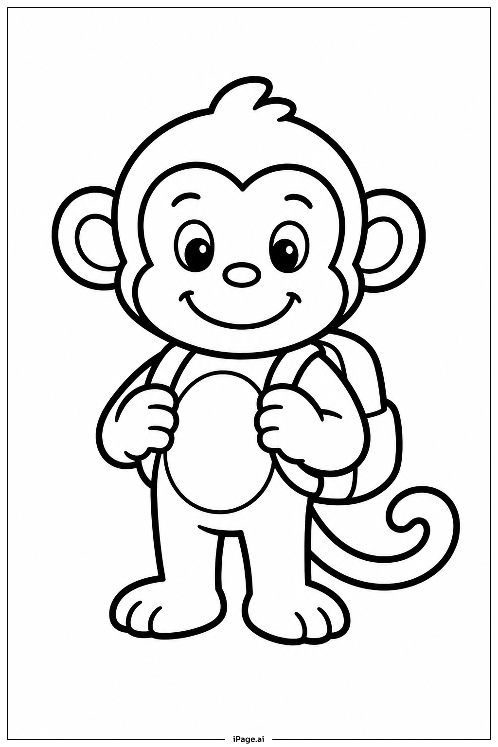 Page de coloriage Singe avec sac à dos