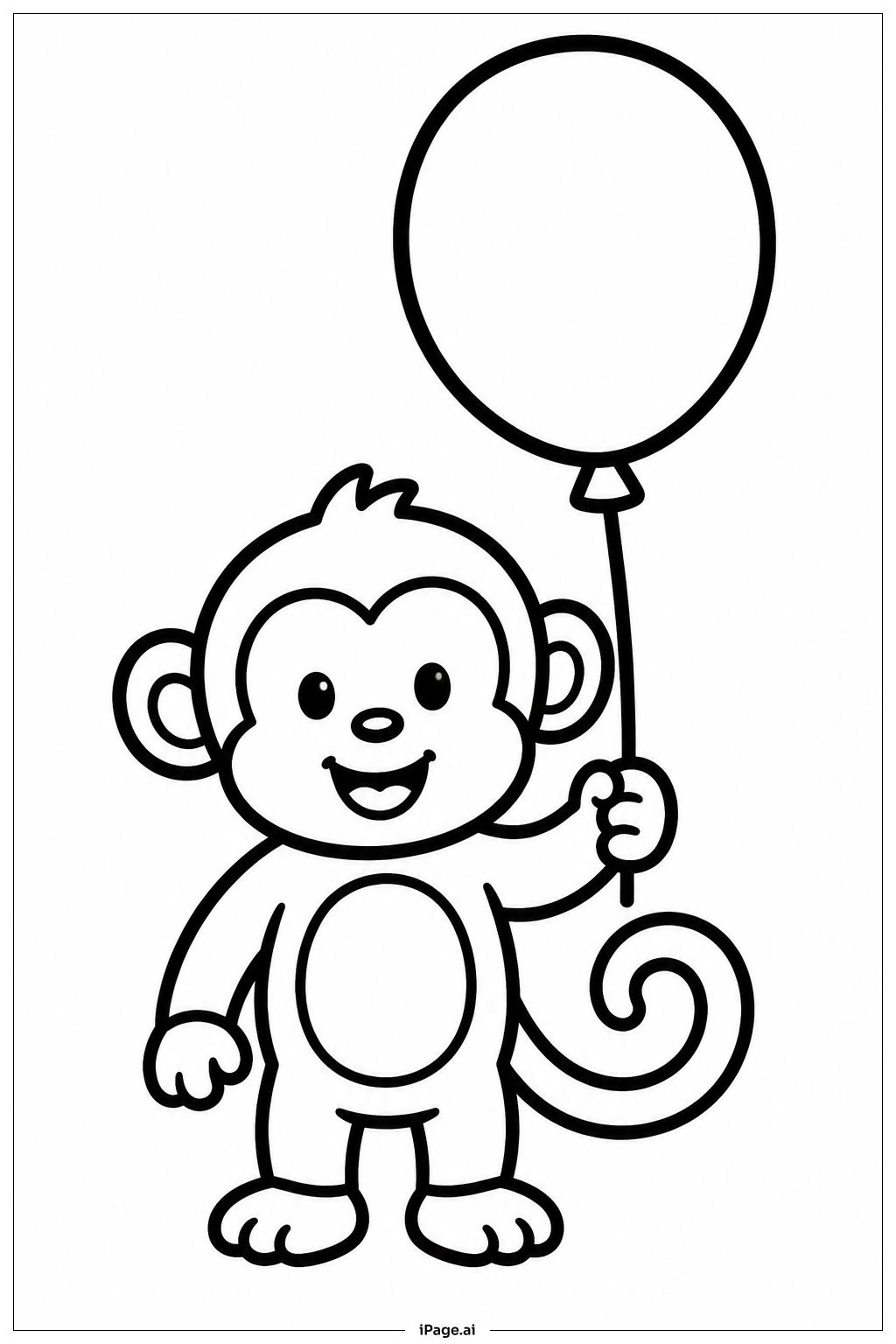 Page de coloriage Singe avec un Ballon