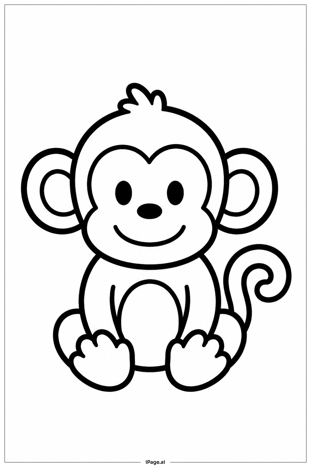 Page de coloriage Singe aux Grandes Oreilles
