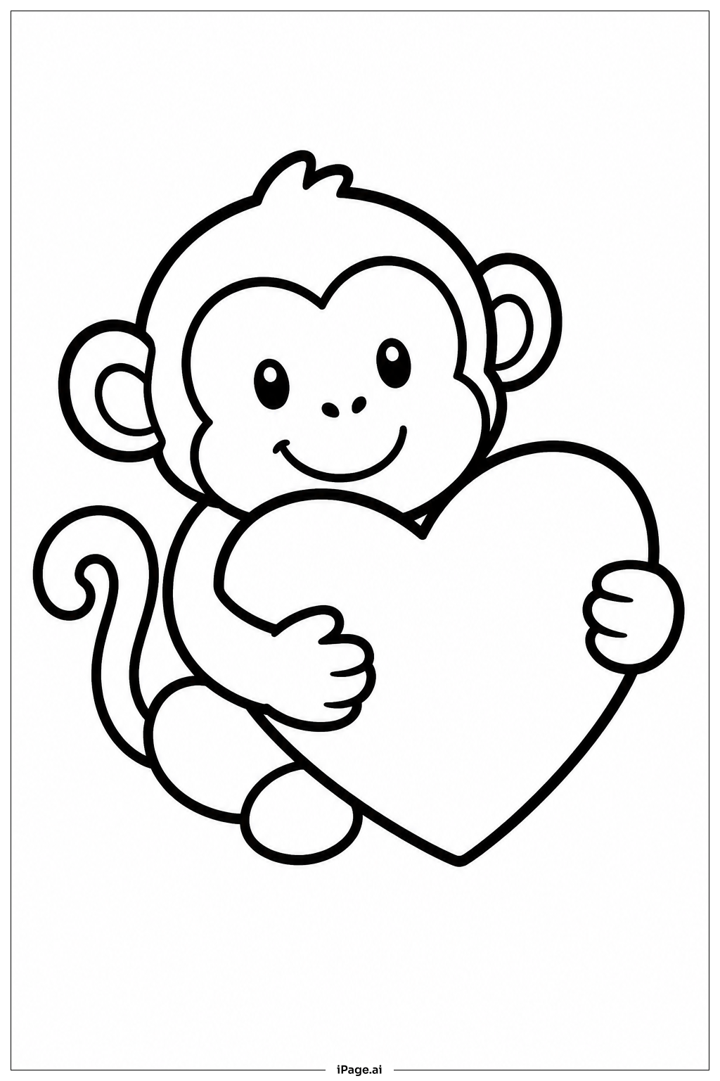 Page de coloriage Singe au cœur
