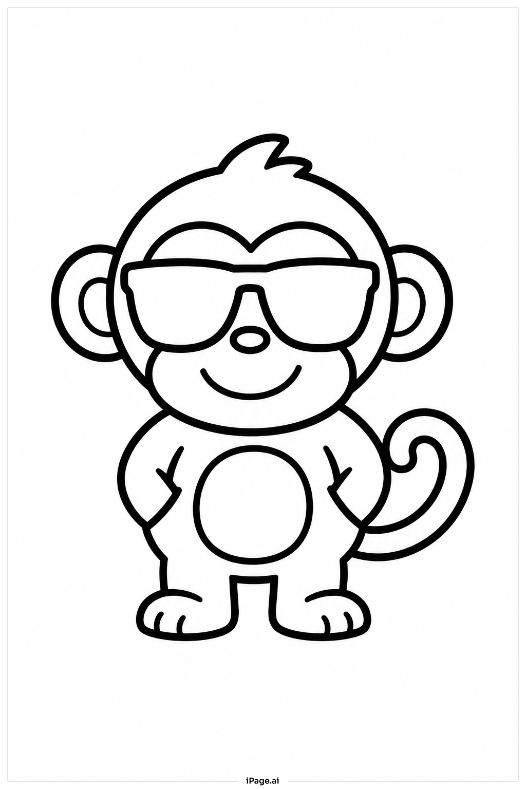 Page de coloriage Singe avec Lunettes de Soleil