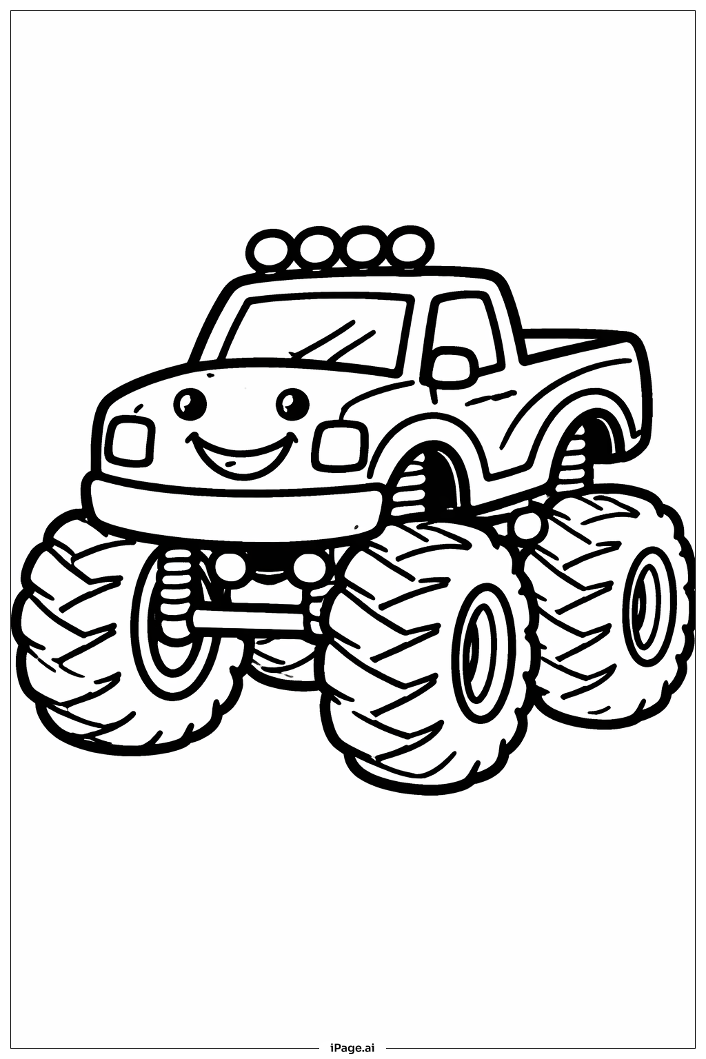 怪兽卡车开心脸涂色填色页