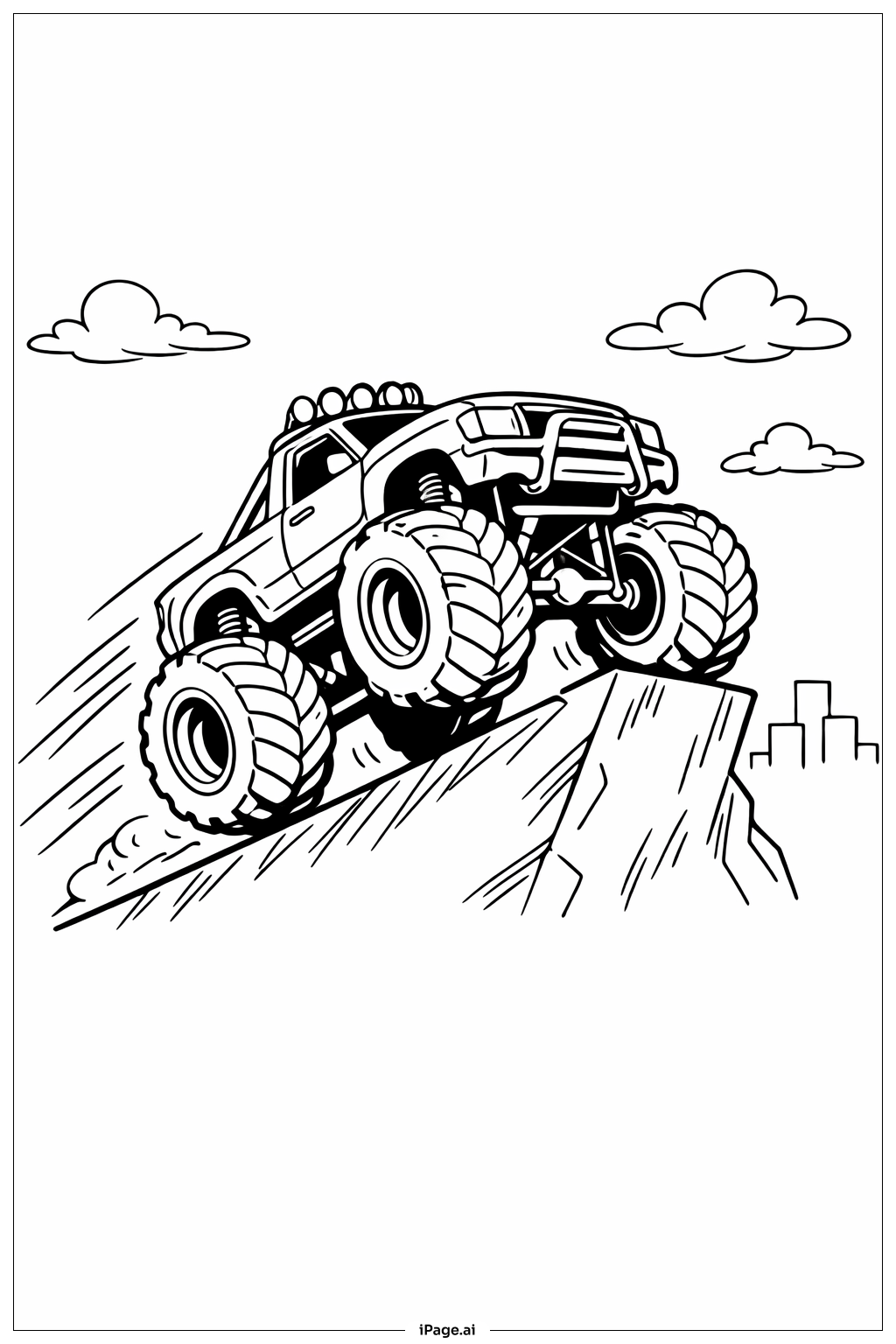 怪兽卡车登坡填色页