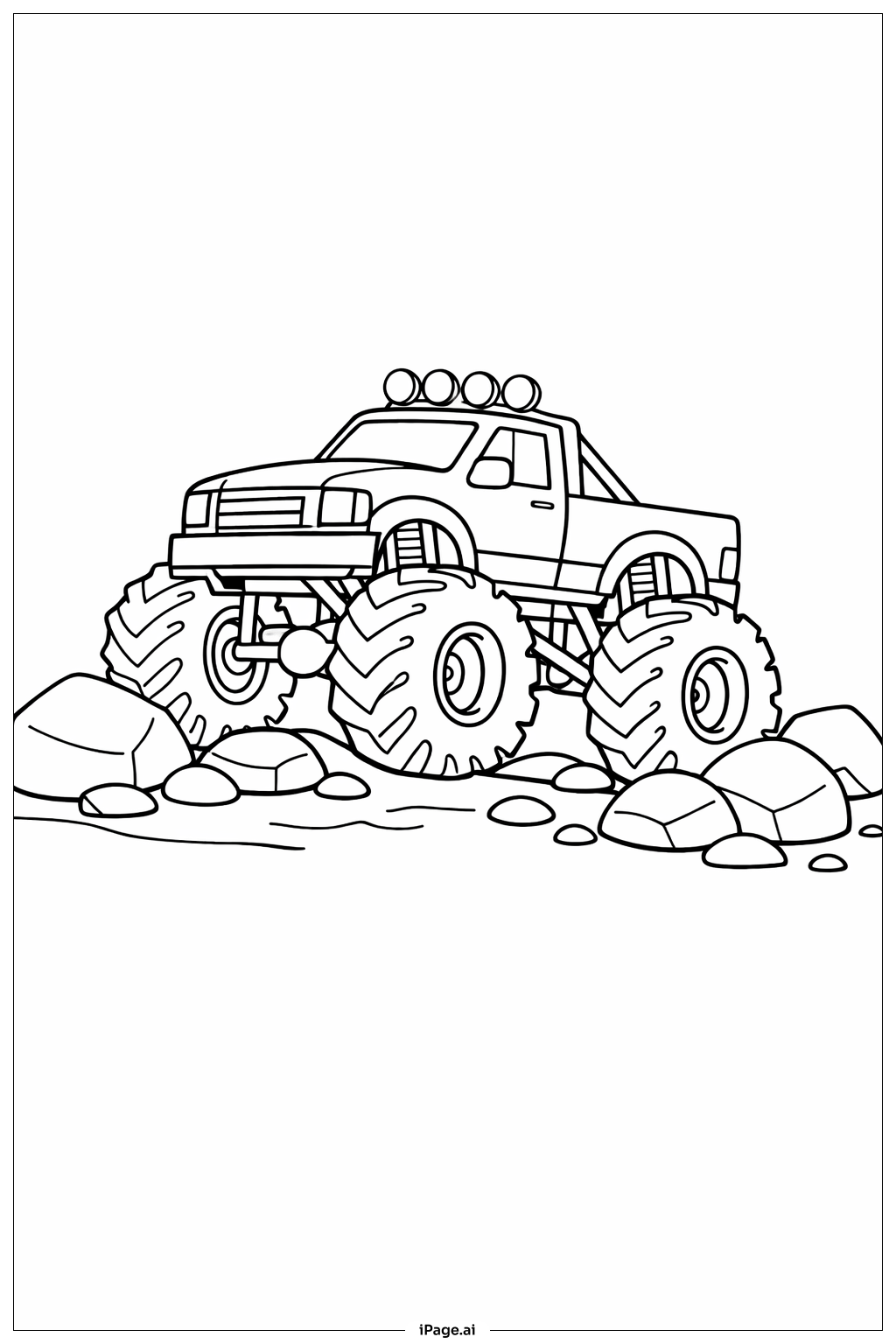 崎岖山路上的怪兽卡车填色页